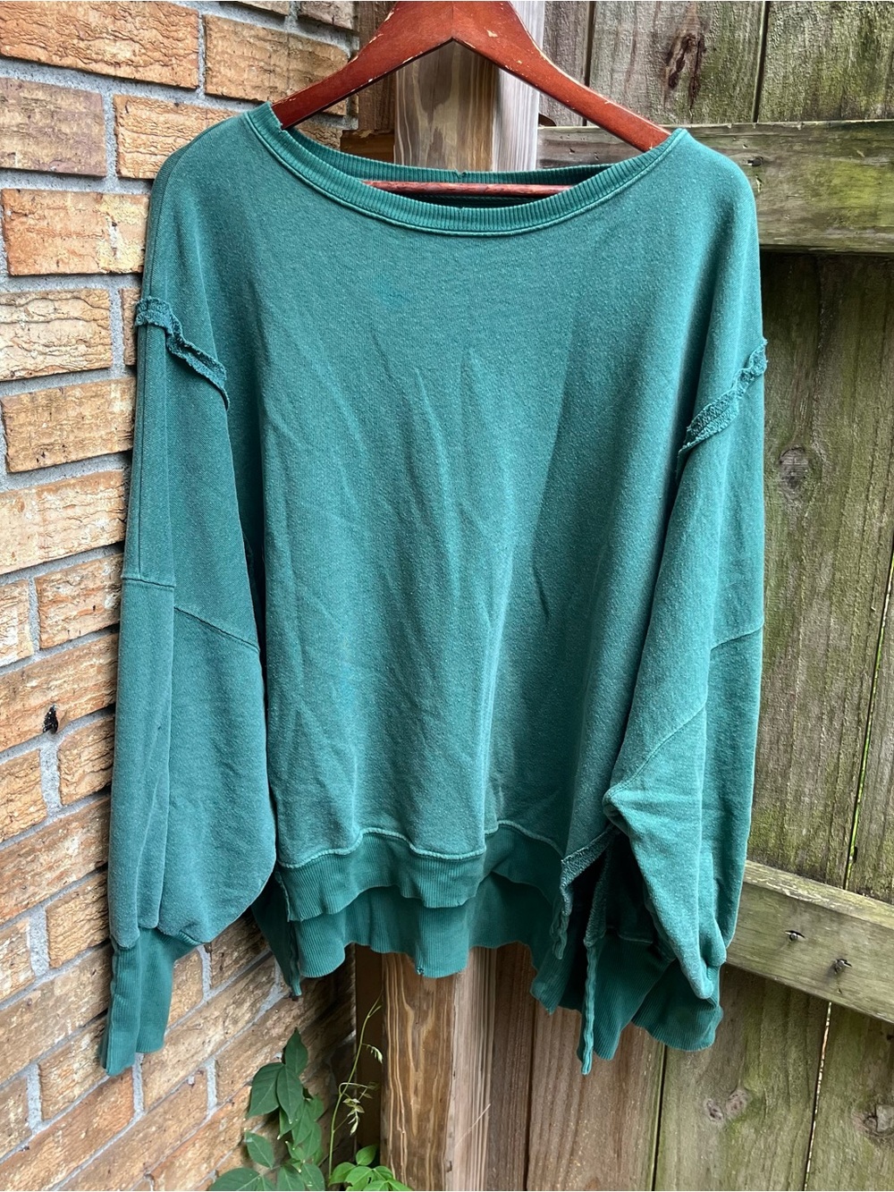 We The Free Oversized Forest Green Camden Crewneck Sweatshirt